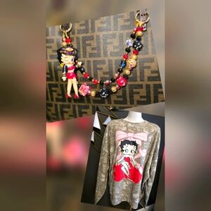 NWT Bling Betty Boop Handbag Charm With Matching Sweater ✨